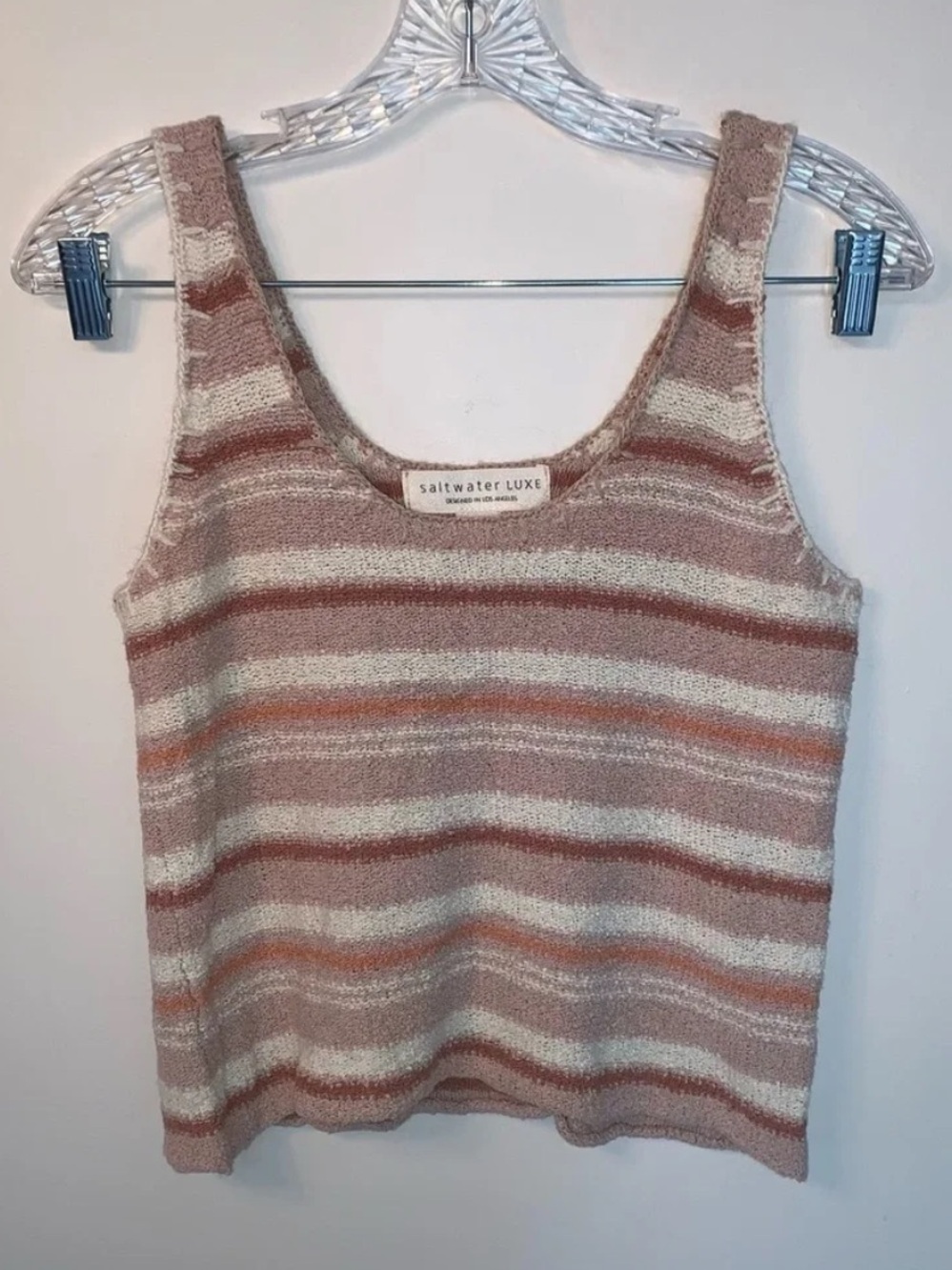 Saltwater Luxe Knit Stripe Sleeveless Tank Top Sweater S
